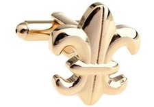 Fleur De Lis Gold Tone New Orleans Mardi Gras Pair Cufflinks Presentation Gif