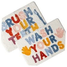 2pcs Bathroom Rugs Sets Funn Small Cute Letter Bath Rugs Modern 16" 24" White
