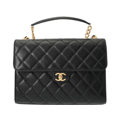 Chanel Large Flap Bag 727361 Shoulder Bag Calfskin Black #WB639