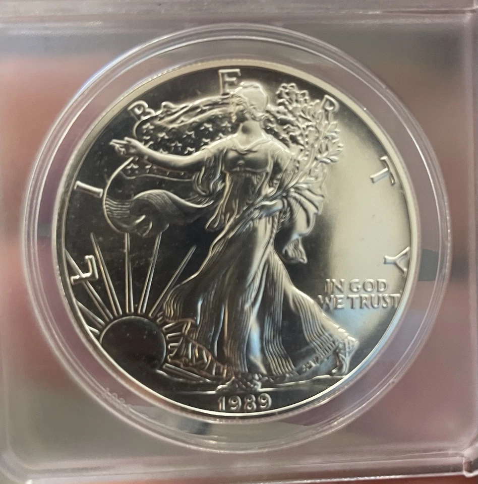 1989 $1 AMERICAN SILVER EAGLE ANACS MS69 PL *PROOF LIKE GRADE* - Image 3 of 4