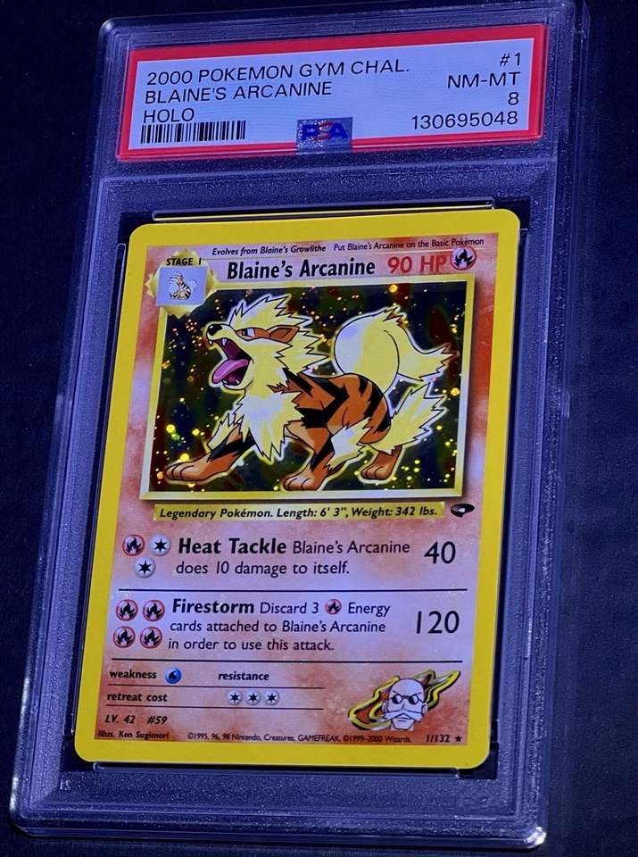 2000 Pokemon BLAINE'S ARCANINE Gym Challenge HOLO RARE Card 1/132 SWIRL - PSA 8 - Image 3 of 3