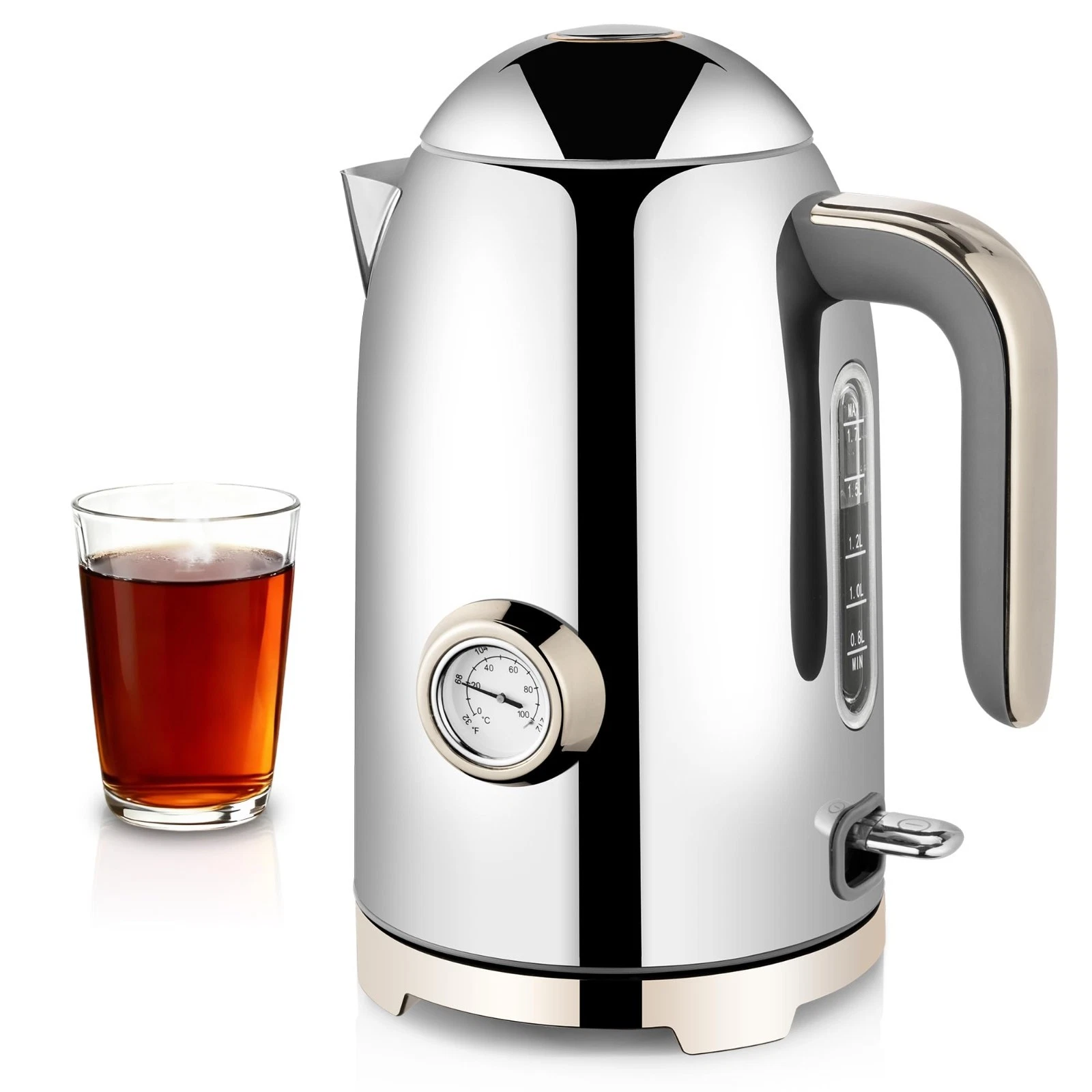 SUSTEAS Electric Kettle 57oz Hot Tea Water Boiler w Thermometer 1500W Fast heati