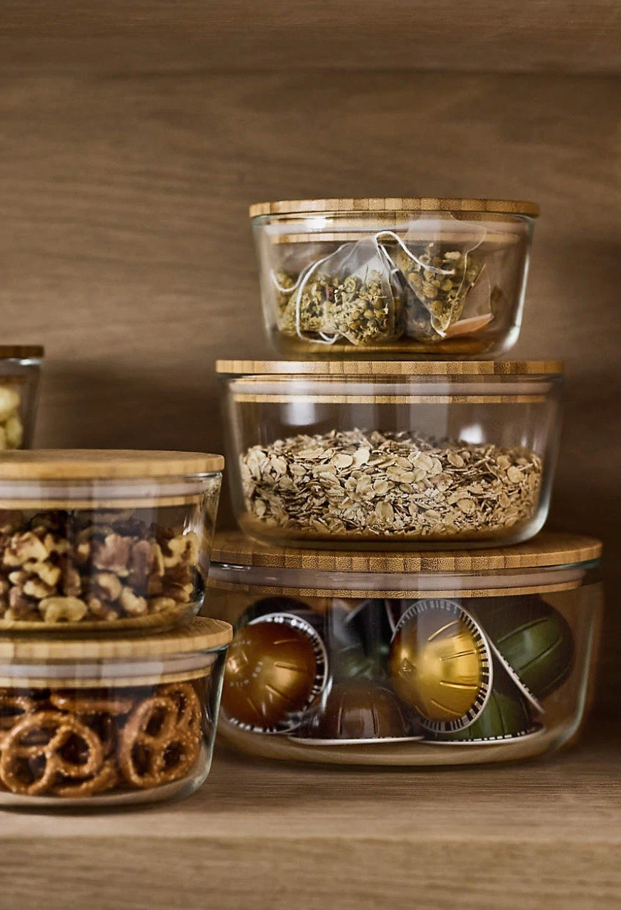 Exclusive 20 Piece Round Glass Storage Set with Bamboo Lids