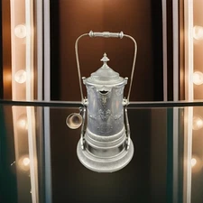 1879 - REED & BARTON SILVER PLATE TILTING PITCHER COOLER w/ CUP Antique 19” High