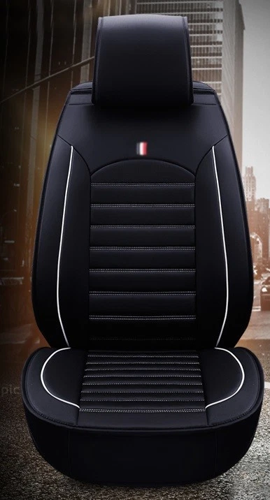 Anteriore Coprisedili Auto Nero & Bianco Morbido Ecopelle Comodo per Kia Hyundai - Immagine 4 di 4