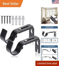 Curtain Rod Brackets for Wall - Adjustable Hooks, Iron Holders for 1 Inch Rod...