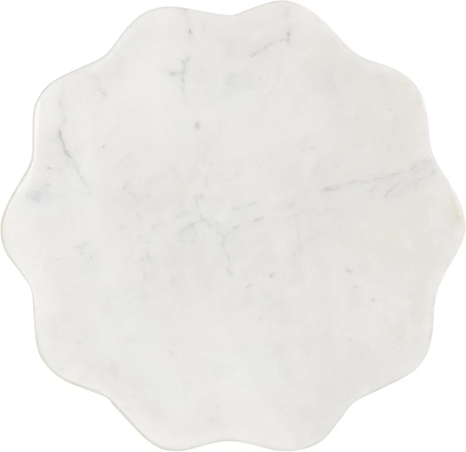 Mesa de Bebida Sanzo Moderna Pedestal, 10 X 10 X 23, Decoradora Mármol Blanco y Plateado Foto 3 de 4