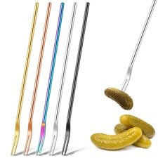 Yexiya 5 Pcs Pickle Fork, 8.66 Inches Long Handle Olive Fork 304 Stainless St...