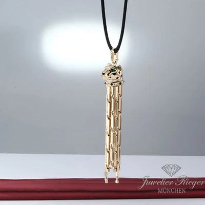 Cartier Collier Panthere Gelbgold 750 Diamanten Onyx Smaragde Stoffkordel Gold - Bild 1 von 4