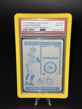 2019 Panini Contenders Optic Aaron Rodgers Cyan on card Autograph  1 of 1 