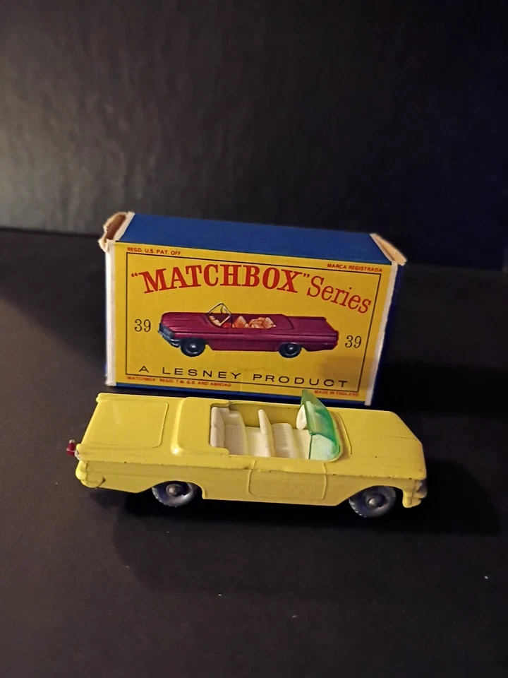 Matchbox #39B Pontiac Convertible 1962 VN/COMO NUEVO en caja D2 original nítida Foto 4 de 4
