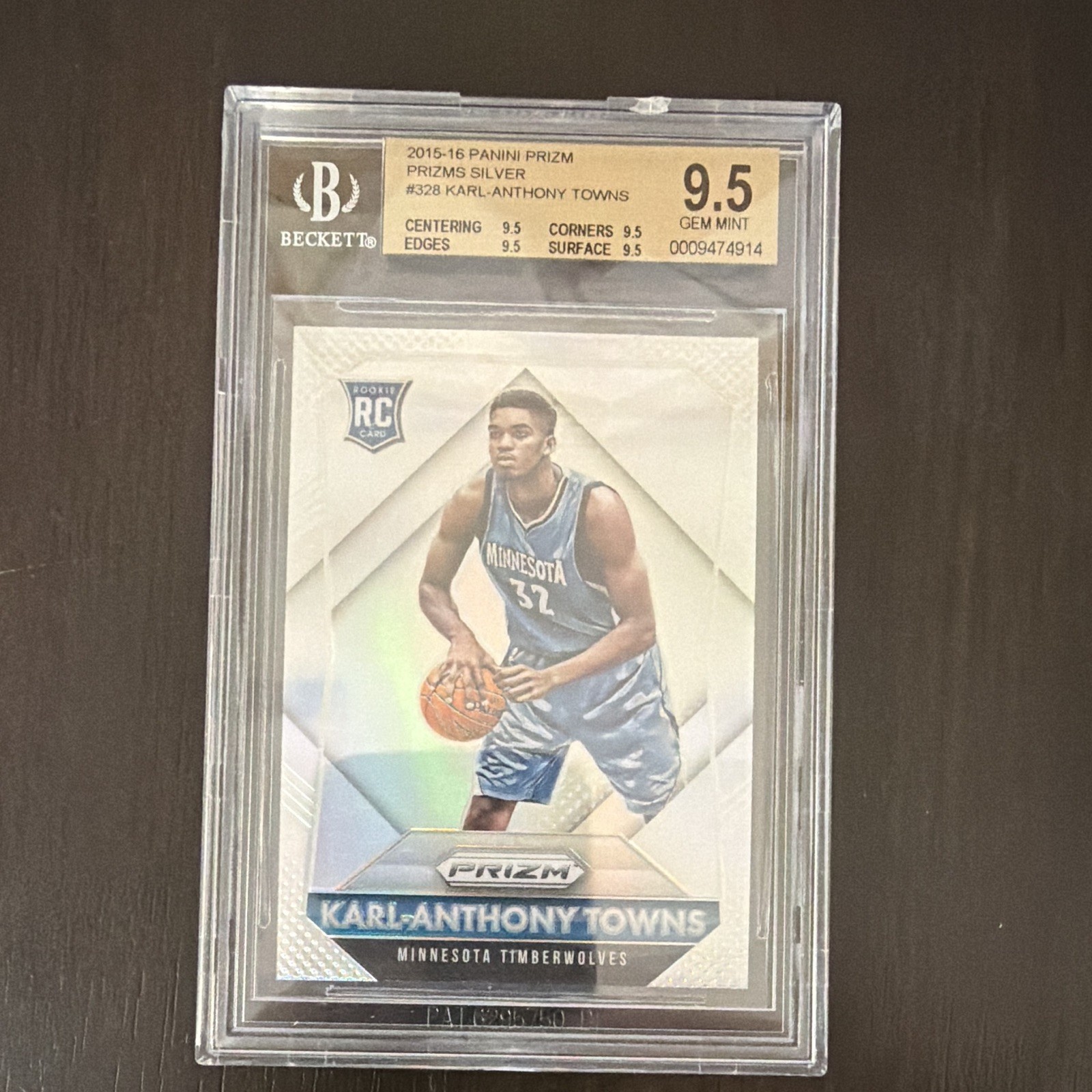 Panini 2015-16 Prizm Basketball Karl-Anthony Towns Timberwolves #328 RC Silver