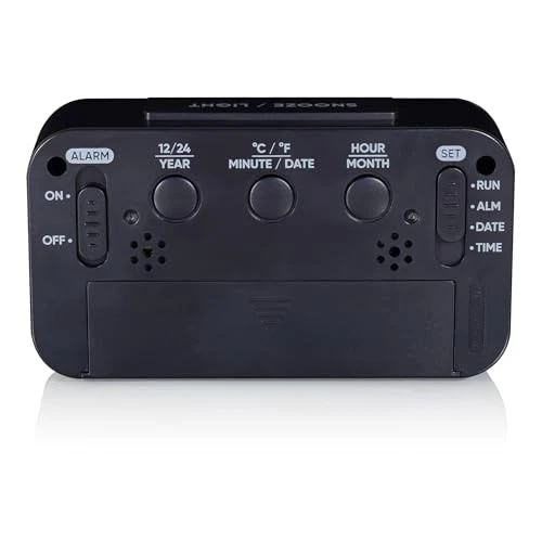  Alarm Clock with Large Digital Display and Shallow White Backlight, Black - Image 3 of 4