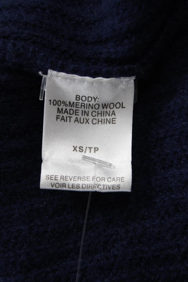 Cárdigan Cami NYC Mujer Azul Oscuro Lana Merino Cuello en V Botón Talla XS Foto 4 de 4