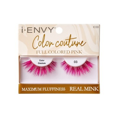 iENVY False Eyelashes Real Mink Color Couture Full 1 Count (Pack of 1), Pink 
