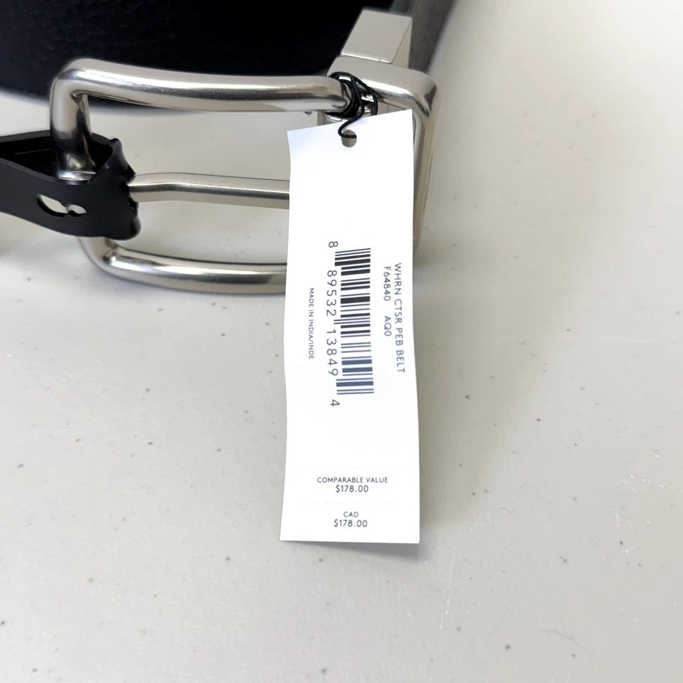 COACH Harness Cut to Size Reversible Leather One Size Belt - Black/Dark Brown - Image 3 of 4