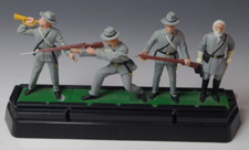 4 CONFEDERATE SOLDIERS CIVIL WAR ROBERT E. LEE DIECAST SOLDIER STAND BLUE BOX