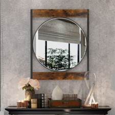 Industrial Vintage Wooden Metal Wall Mirror Bathroom Vanity Mirror Home Decor
