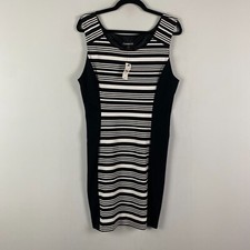 Express Bodycon Dress Size Large Black White Stripe Sleeveless