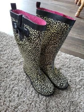 Capelli New York, Rain Boots, Size 6, Black  With Yellow Dots