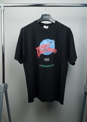 PLANET HOLLYWOOD MIAMI HEINEKEN 1991 GRAFIKDRUCK RUNDHALSAUSSCHNITT T-SHIRT L...