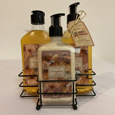 SimplePleasures Pumpkin Harvest Fall Scented 4 Pc Kitchen Caddy Hand Cream/soap