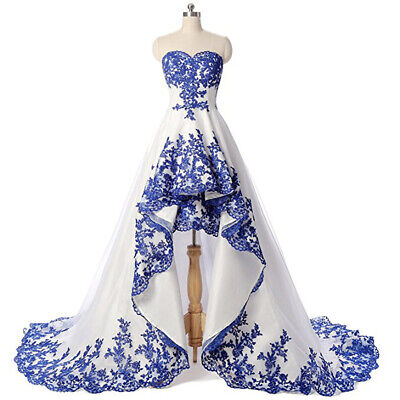 blue satin wedding dress