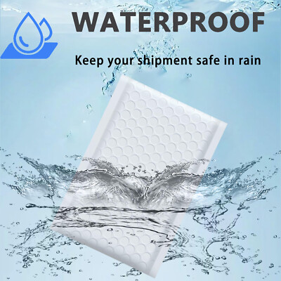 #000 4x8 (4x7) Poly Bubble Mailers Padded Envelope Shipping Bag White 5-1000 Pcs