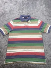 Daniel Cremieux Shirt Mens Medium Multicolor Striped Classic Fit Golf Polo NWT