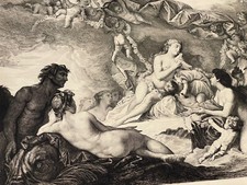 Rare grande gravure Naissance de Vénus Nicolas Coypel L'Art A. Mongin curiosa