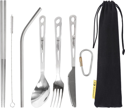 Titanium Camping Flatware, Titanium Spork Spoon Chopsticks Knife Straw Cutlery S - Picture 8 of 12