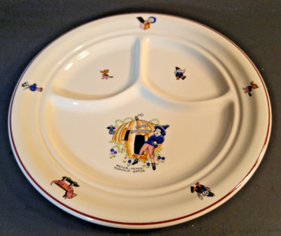 Peter Pumpkin Eater Child's 3 section dinner plate by Shenango. 9.5'' wide