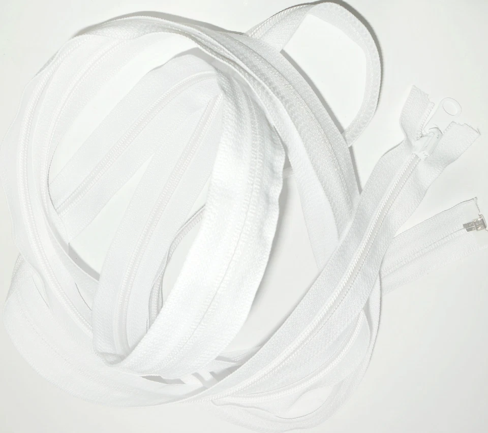 LONG YKK ZIP WHITE, 104"/264CM, NYLON TEETH, PLASTIC OPEN END, X1 - image 2 of 3
