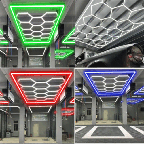 14X Niestandardowe sześciokątne oświetlenie LED Garaż Sprzedaż detaliczna Warsztat Samochód - Zdjęcie 1 z 33