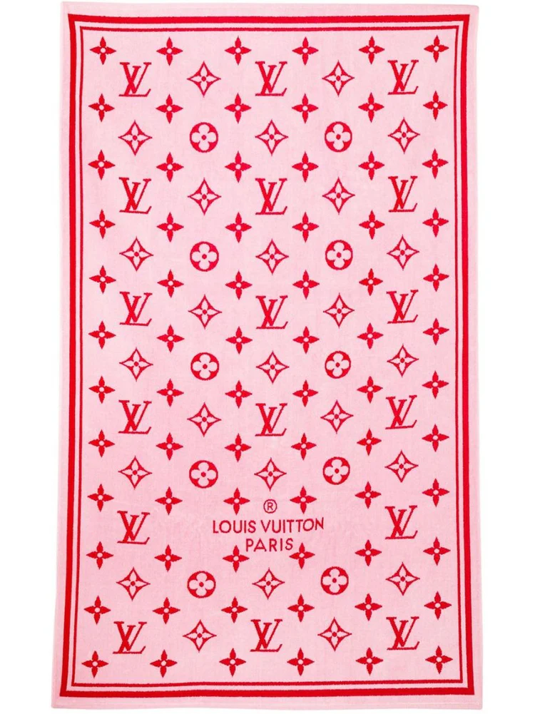 Louis Vuitton Drap Bain Pink Red Escale Monogram Classic Logo Bath
