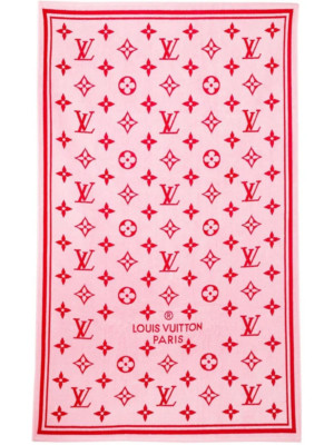 Louis Vuitton Drap Bain Pink Red Escale Monogram Classic Logo Bath Beach Towel