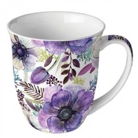 "Porzellan-Tasse\"Purple Dream\"Anemonen*Sommer*Blume 0,4L Kaffee-Becher*Bone China"