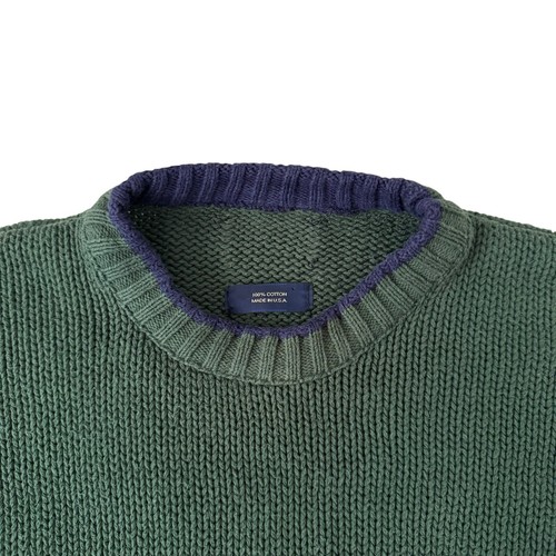 Vintage Sweater Large Green American Flag USA Patriotic Pullover Cotton Jos Bank - Picture 2 of 7