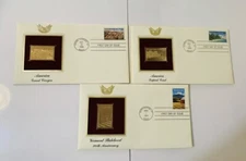 Lot of 3 First Day Issue 22k Gold Stamps  AMERICA