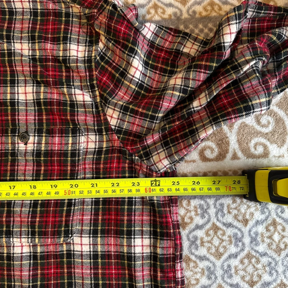 Camisa de franela resistente a cuadros roja XL con botones informal Basic Editions para hombre Foto 4 de 4