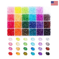 2160PCS Crystal Bicone Beads 24 Colors Faceted Beads for Jewelry Making