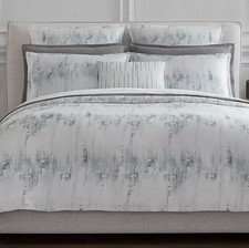 New SFERRA Trivero 100 Long Staple Cotton FULL / QUEEN Duvet Cover Sea Mist