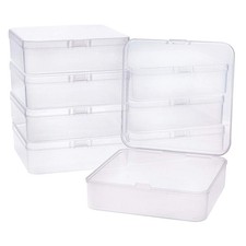 8 Packs 4.5x4.5x1.4 Clear Square Plastic Box Containers with Lids for Beads, ...