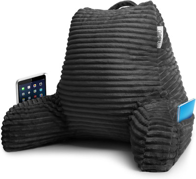 Reading Pillow, Medium Back Pillow for Sitting in Bed, Grey Bed Rest Pill