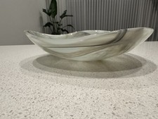 Spanish recycled glass moss green grey trinket dish bowl