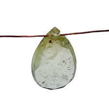 Sapphire 1.5ct Flat Faceted Briolette Pendant Bead 9x6x3mm Pale Green 1