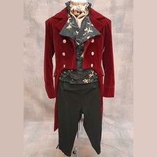 Men's Burgundy Wool Regency Boy Costume Coat, Only Coat For Sale