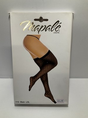 Mapale Lingerie Diamond Mesh Thigh High Black L/XL
