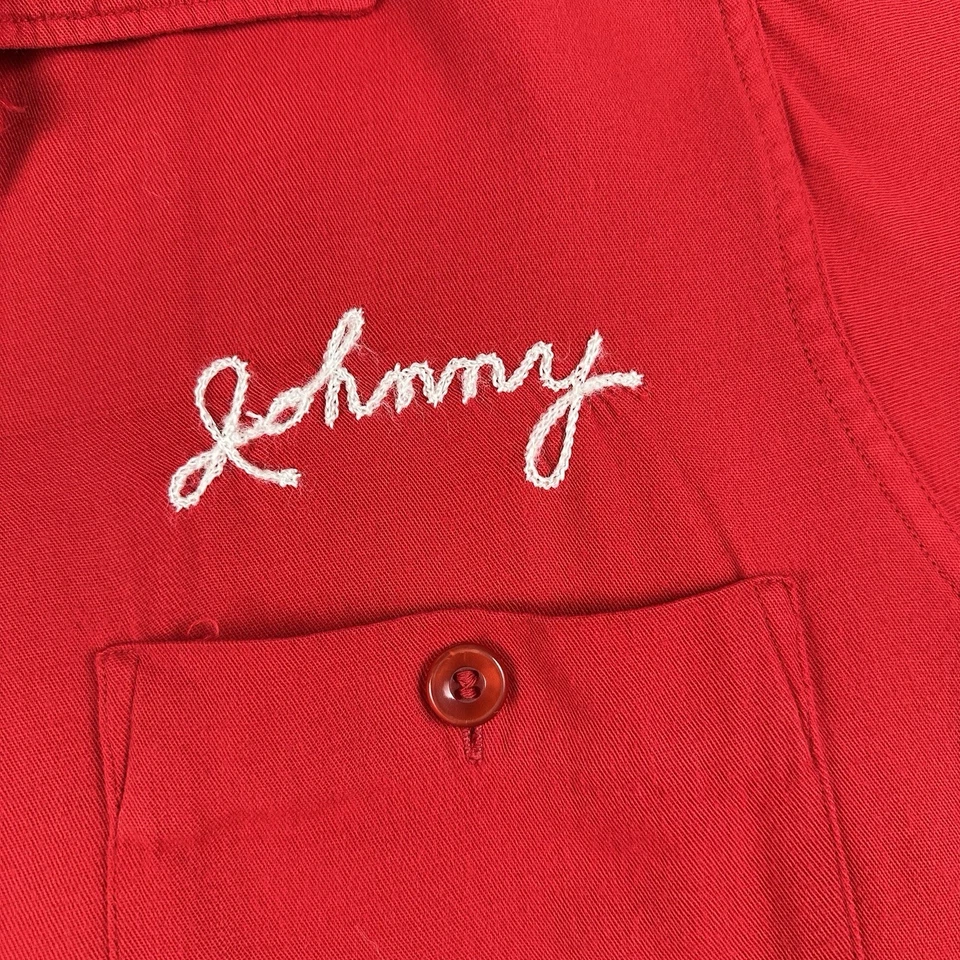 Vtg 50s King Louie Bowling Shirt Men’s Medium Red Loop Collar Chain Stitch - Image 2 of 4