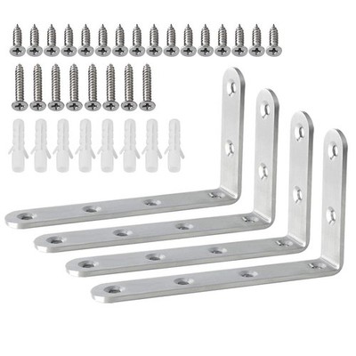 Alise Floating Shelf Brackets,L Brackets for Shelves 5x3 Inch, Brushed Nickel 